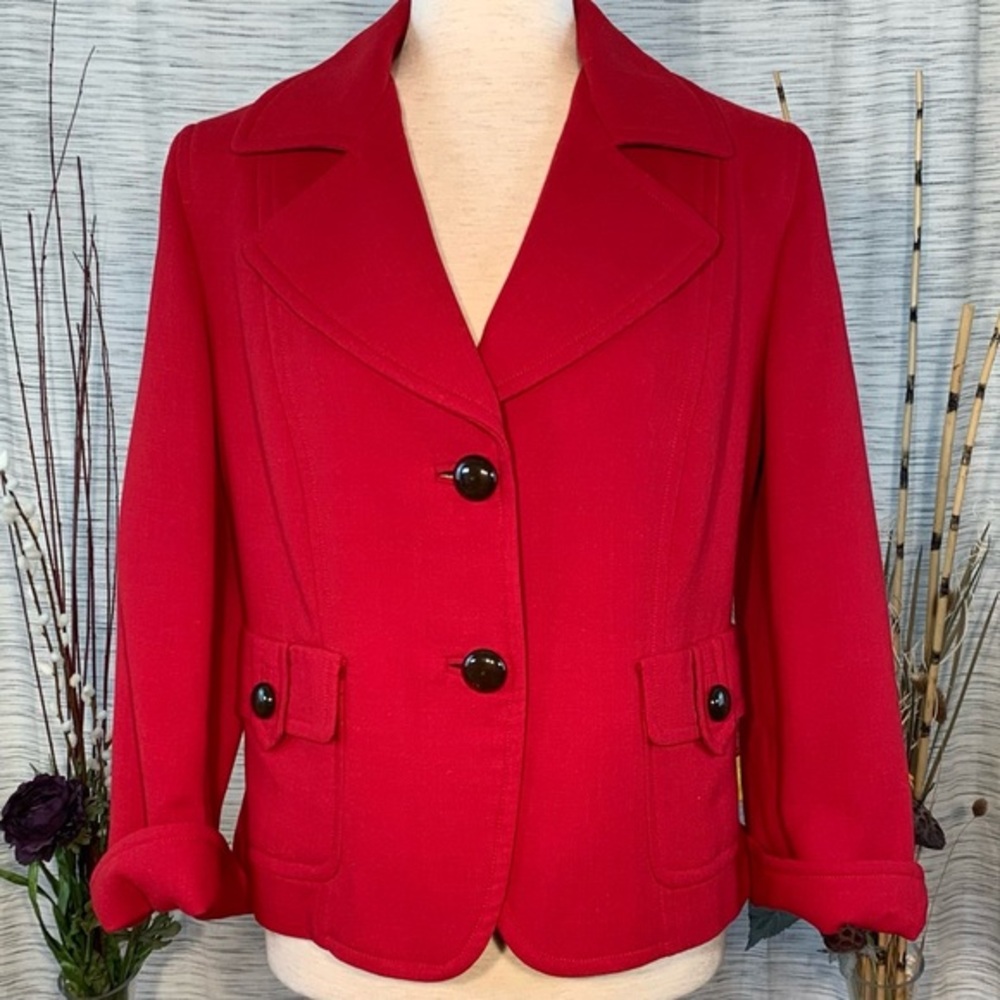 Talbots red wool coat. - Picture 3 of 16